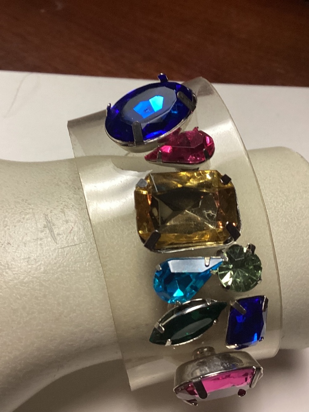 HUGE. SHOWY FUNKY BRACELET. PLASTIC BASE BAUBLES GALORE 💃💃💃💃